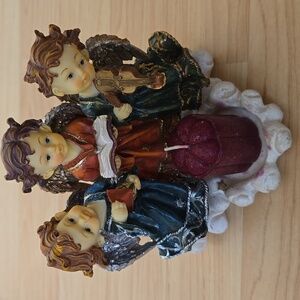Trio Of Angel Singing Figurine Angel Candle Holder 5 1/2 Inches Tall